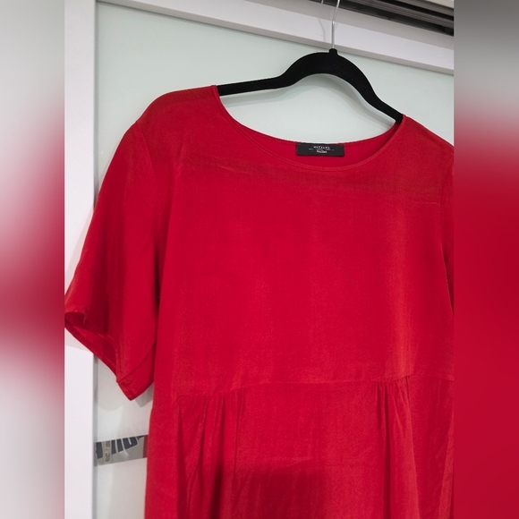 Weekend MaxMara Red Silk Peplum Short Sleeve T-Shirt - Picture 7 of 16